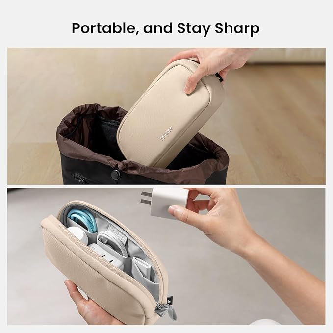 tomtoc Electronics Organizer Travel Case, Water Resistant Travel Bag Cable Organizer for Essentials, Tech Pouch Accessories Carry Storage for Cord, Phone, Cables, Airpods, USB Flash Drive, Daily Items