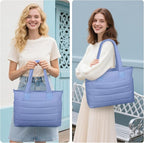Tote Bag for Women Puffer Work Tote Handbag Large Quilted Nurse Bag with Zipper for Travel