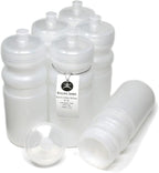 Rolling Sands USA Made 20 Ounce Sports Water Bottles - 6-Pack BPA-Free Blank Sports Bottles for Small Teams, Adults & Kids - Clear Frost Bottle/Clear Lid, No Smell No Taste