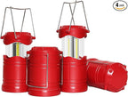 Lichamp LED Camping Lantern, 4 Pack Battery Powered Flashlight for Power Outages, Portable Collapsible Hanging Light Essential for Home, Outdoor, Emergency Lamp Survival Kit Gear for Hurricane, Red