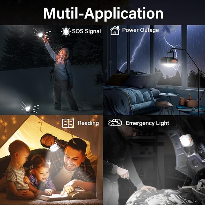 Rechargeable Camping Lights FLY2SKY 3Pcs Black Tent Lights Mini Flashlight Portable LED Camping Lantern Survival Gear Camping Accessories for Hiking Backpacking Fishing Hurricane Emergency Outage