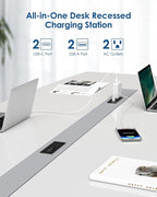 Recessed Power Strip with 30W USB C,Ultra Thin Flat Plug Power Strip,2 Outlets 4 USB Ports,Furniture Flush Mount Desk Outlet,Recessed Outlet for Side Table/Sofa Table,6ft Cord (Black)