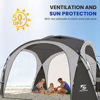 Beach Tent 12 X 12ft Large UPF50+ Pop Up Canopy with 2-Pcs Side Wall, Sun Shelter Rainproof, Waterproof for Camping Trips, Backyard Fun, Fishing, Parties, Or Picnics(Gary)