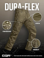 CQR Men's Flex Ripstop Tactical Pants, Water Resistant Stretch Cargo Pants, Lightweight EDC Hiking Work Pants