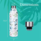 Peach Floral 17 Ounce Stainless Steel Screw Top Lid Double Wall Insulated Canteen Bottle