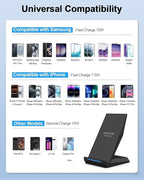 Fast Wireless Charger, [2 Pack] NANAMI Qi Certified Wireless Charging Stand for iPhone 16/16 Plus/16 Pro/16 Pro Max/15/14/13/12/12 Pro Max, Samsung Galaxy S24/S24 Ultra/S23/S22/S21/S20, Pixel 6/5/4XL