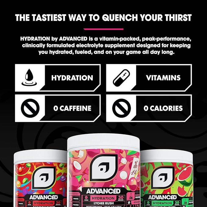 Advanced Hydration High-Performance Electrolyte Drink Mix with B Vitamins for All-Day Hydration - Caffeine Free, Zero Calories, Sugar Free, & Keto Friendly - (30 Servings, Tangerine)