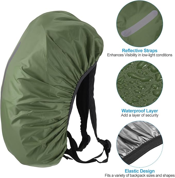 PATIKIL Waterproof Backpack Rain Cover, Non-Slip Backpack Cover with Vertical Reflective Strap Stay Dry for Hiking, Camping, Hunting