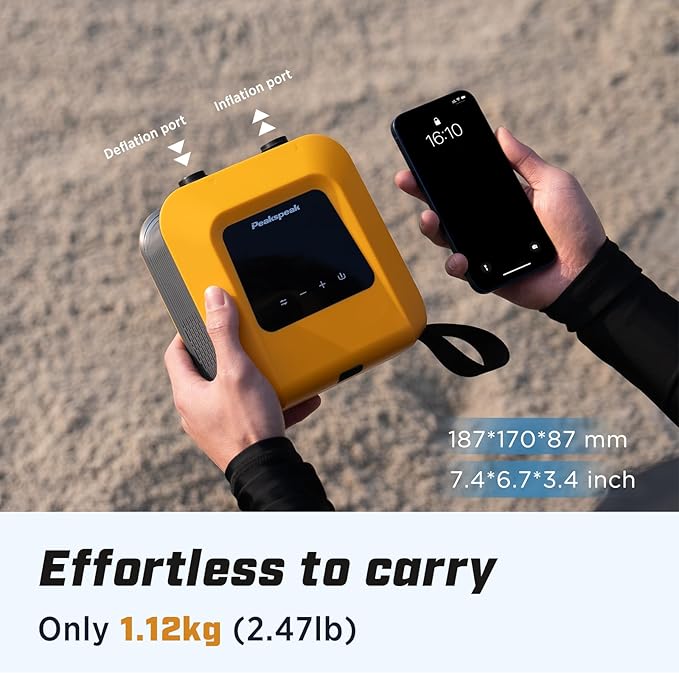 Electric Paddle Board Pump S1-20PSI Rechargeable SUP Pumps, Dual Stage Inflation & Deflation, Suitable for Stand Up Paddle Boards, Boats, Kayaks and Tent