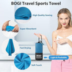 BOGI Microfiber Travel Sports Towel-Quick Dry Towel, Soft Lightweight Microfiber Camping Towel Absorbent Compact Travel Towel for Camping Gym Beach Bath Yoga Swimming Backpacking (M:40''x20''-Blue)