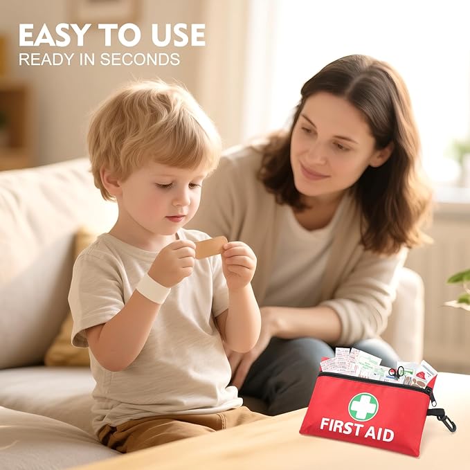 Mini First Aid Kit for Minor Cuts, Scrapes, Sprains, Burns, 194Pcs Portable Compact First Aid Kit for Home, Car, Travel, Camping and Outdoor Emergencies, Small Size Trauma Kits
