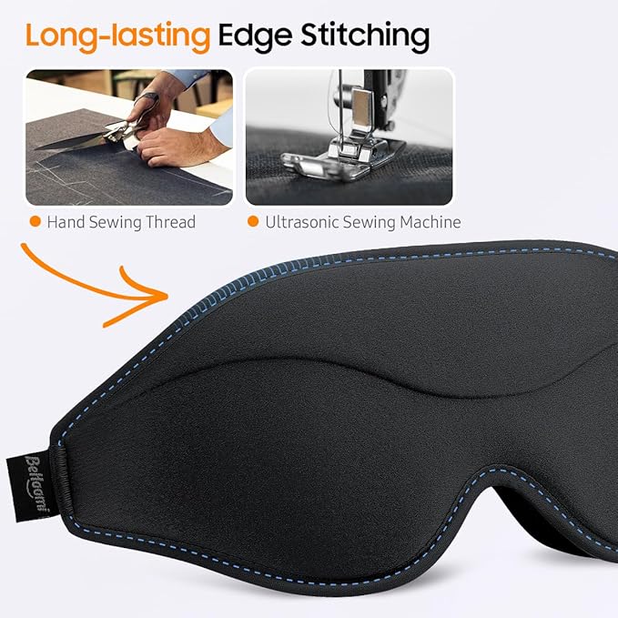 Sleep Mask, Premium Eye Mask for Sleeping, Total Blackout, Super Soft Comfort, Adjustable Fit, Upgraded 3D Ergonomic Designed Sleeping Mask for Home, Office, Travel, Meditation, Yoga, Black