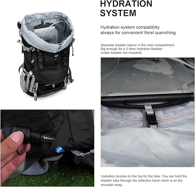 MOUNTAINTOP 80L Internal Frame Backpack for Man & Women Backpacking Hiking Backpack with Rain Cover