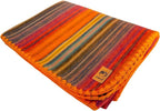 Alpaca Wool Blanket - Twin Size Throw & Warm, Lightweight, Couch or Camp - Outdoor - 75 x 38 Inches (Orange)