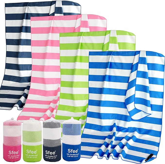 Sfee 2 in 1 Microfiber Beach Towel, Quick Dry Towel Travel Camping Towel Super Absorbent Compact Lightweight Sports Gym Towels Set for Beach, Gym, Hiking, Pool, Backpacking, Bath, Yoga
