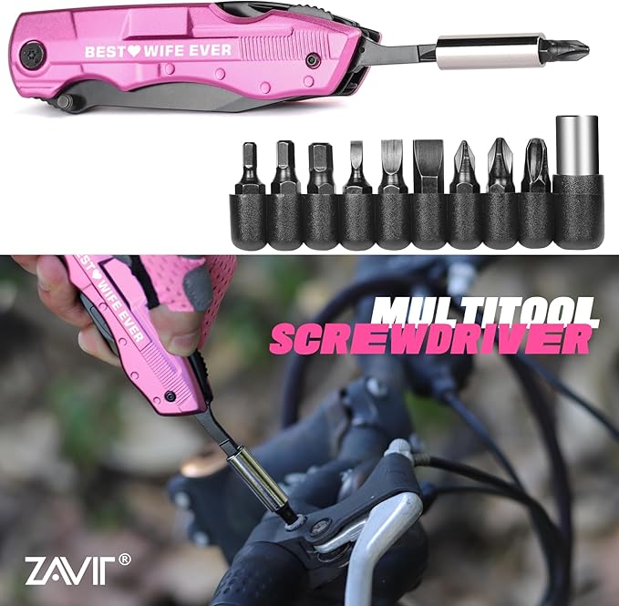 Wife Gifts ldeas, BEST WIFE EVER P-ink Multitool Knife, Wife Christmas Gifts from Husband, Wife Stocking Stuffers, Birthday Gifts for Wife, Valentines Day Anniversary