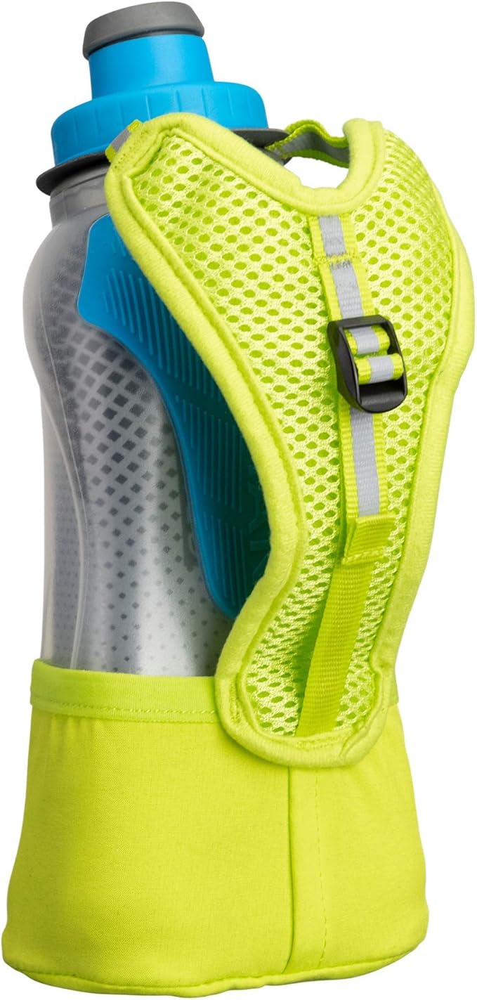 Nathan Running Handheld Water Bottle Adjustable No-Grip Quick Squeeze Lite Hand Strap. 12 oz Insulated Water Bottle. Reflective Hydration