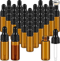 200 Pcs Mini Glass Oil Dropper Bottle Bulk, Clear Essential Small Empty Bottles Sample Containers Perfume Liquid Vials with Cap for Traveling (5 ml,Amber)