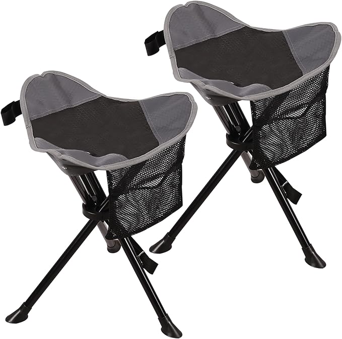 REDCAMP 2 Pack Folding Tripod Stools for Adults, Lightweight Portable Camping Stools for Fishing Hunting Backpacking Traveling, Black