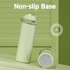 24 oz Insulated Water Bottle with Straw: Meoky Stainless Steel Metal Water Bottle with 2-in-1 Lid - Leak Proof, Cold for 24 Hours, Protective Silicone Base, BPA-Free for Sports Travel Car, Sage