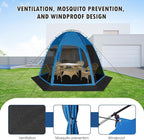 Screen Tent with Removable Floor, Siebwin 11.8'x11.8' Six-Sided Gazebos with Mosquito Netting Sunproof Outdoor Canopy Tent for 6-8 People Family Backyard Party Outside Activities, Blue