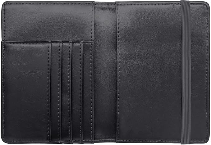Coco Rossi Women's Black Floral Sunflower Passport Wallet Cover with RFID Blocking, 7 Compartments, 4 Card Slots, Magnetic Closure