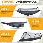 Chihee Ultra-Light Travel Camping Hammock Pop-up Net Hammock 660lbs Load Capacity,Breathable,Quick-Drying Parachute Nylon 2 Premium Carabiners,2 Tree Slings Included for Outdoor Backpacking Hiking