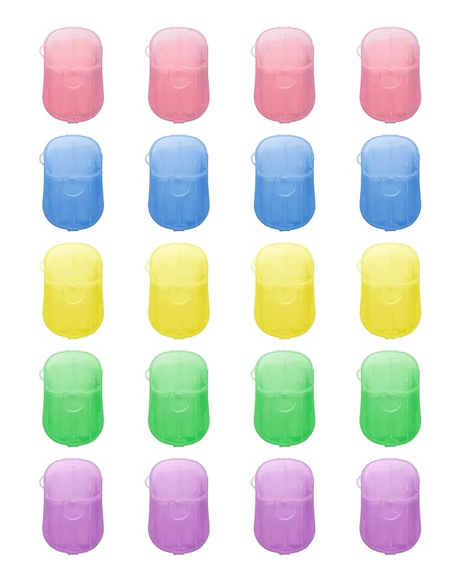 DF DUALFERV Paper Hand Soap Sheets for Traveling, 20 Pack (400 Sheets) Mini Portable Hand Soap Sheets, Scented Disposable Soap Sheet, Colorful Camping Soap Sheets, Travel Soap Sheets for Hand Washing