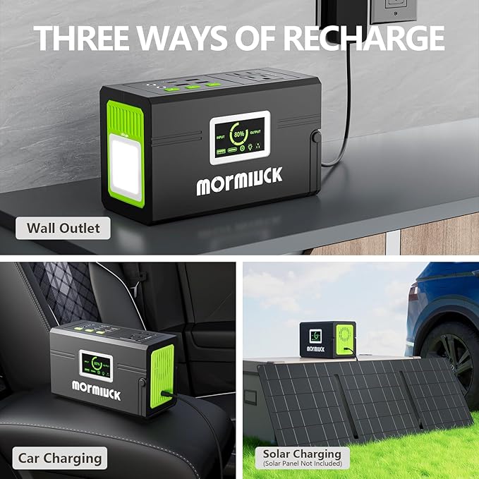 Portable Power Station 127W (Peak 150W),88.8Wh Solar Generator(Solar Panel Optional), Power Supply with 110V AC Outlet, 1*Type-C, 2*QC3.0, Solar Powered Generator for Emergency Backup, Camping