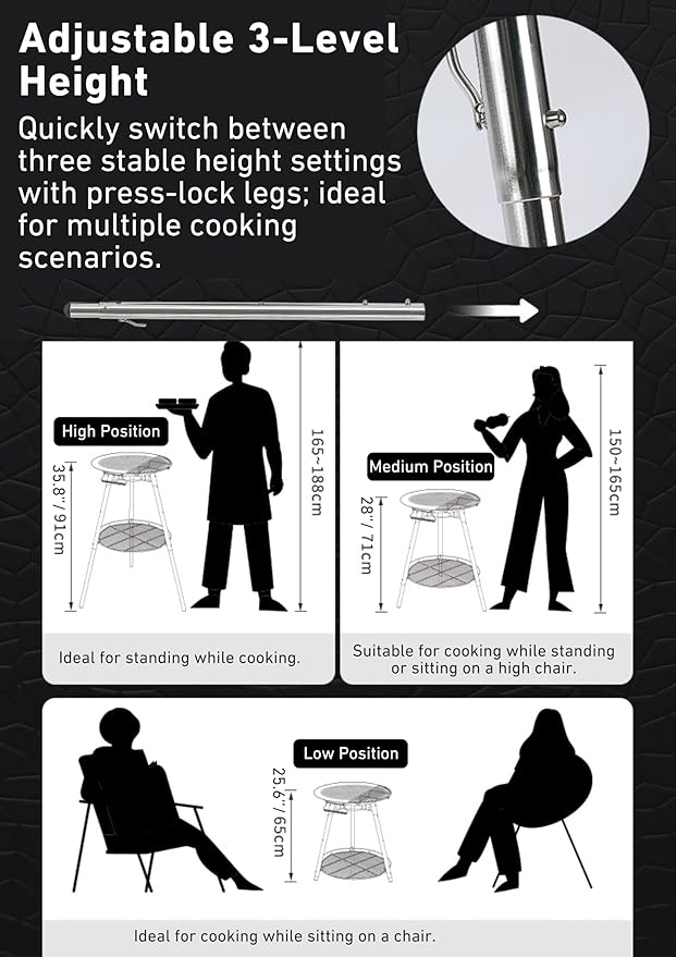 CAMPINGMOON 18 inches BBQ Griddle with EN417 Lindal valve Standard Canister Top Camping Gas Stove Burner Stand Rack Skottle Grill Cooking System Kit GR-901
