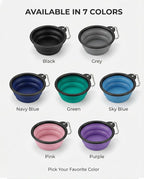 Collapsible Dog Bowls for Travel, 2-Pack Dog Portable Water Bowl for Dogs Cats Pet Foldable Feeding Watering Dish for Traveling Camping with Carabiners, BPA Free (Grey&Navy, Large)