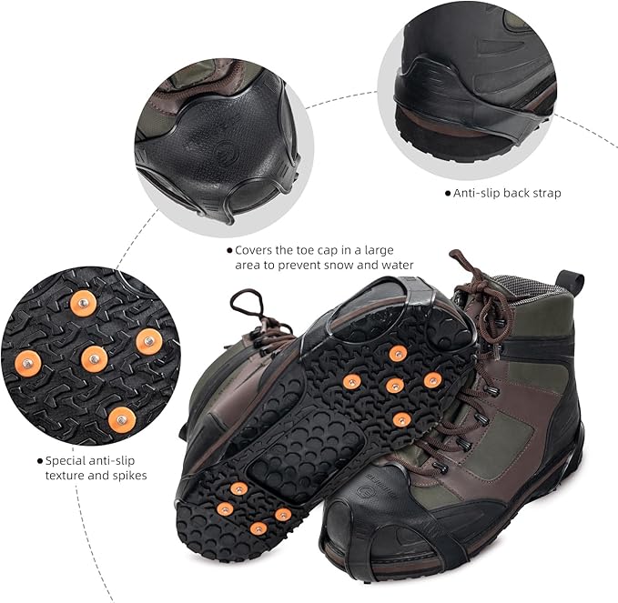 Ice Snow Grips for Boots Shoes, Anti-Slip Rubber Traction Cleats for Walking on Snow and Ice, Easy to use for Hiking, Walking, Climbing, Jogging(S/M/L Size)