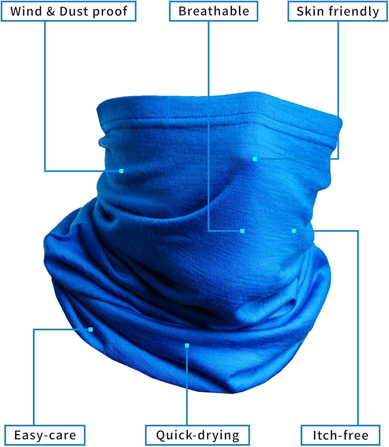 Merino.tech Merino Wool Ski Neck Gaiter - Face Mask Neck Warmer for Men & Women