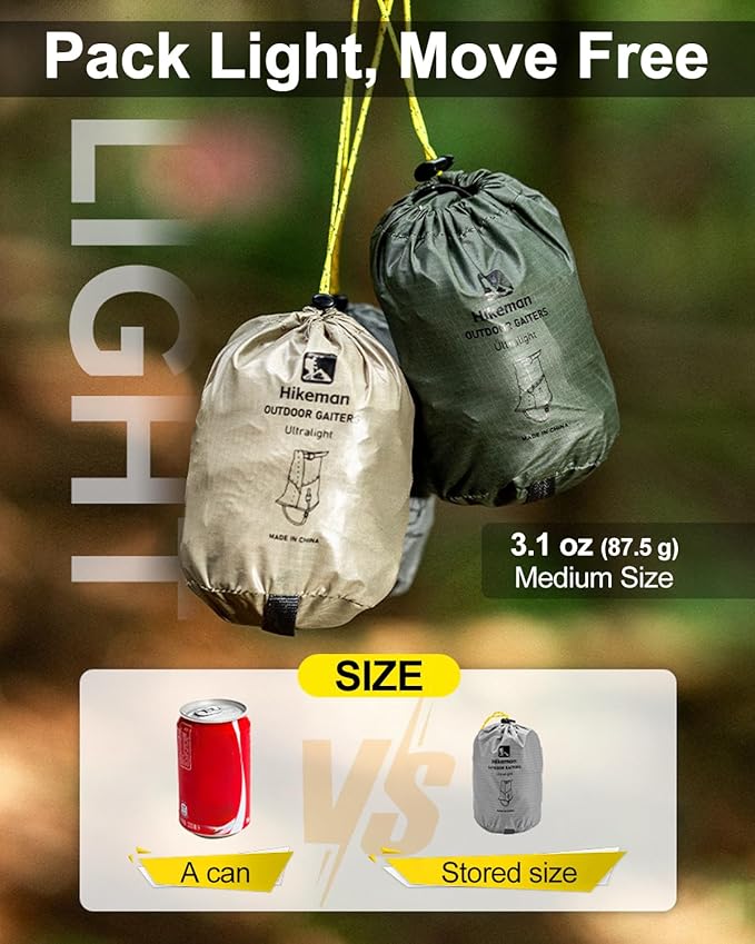 Trail Gaiters, Waterproof Low Shoe Protectors, Adjustable Boots Gators for Hiking & Running - Prevents Debris in Shoes