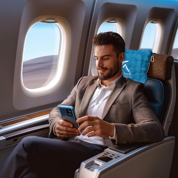 Travel Blanket and Pillow-2-in-1, Ultra-Soft&Compact, One-Piece Airplane Blanket with Hand Luggage Belt and Backpack Clip,Travelers Accessories Gifts, 61x43 Inches (Green)