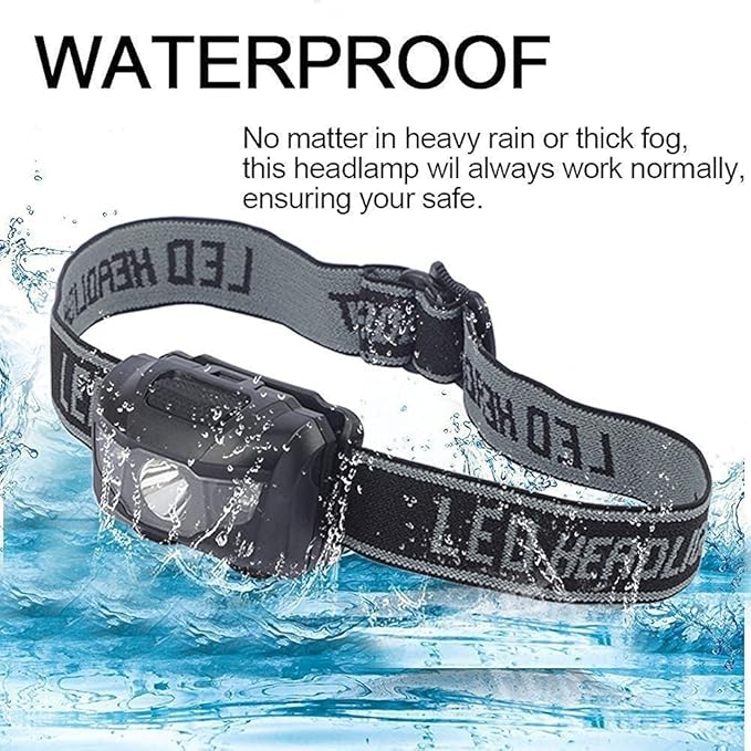 HappyOrange 4-Pack Waterproof LED Headlamp (White and Red Lights), 4 Light Modes Lightweight Headlight for Running, Hiking, Hunting, Fishing, Camping