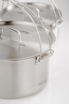 GSI Outdoors Glacier Stainless Troop Cookset, Compact Pan & Pot Camping Set, for Travel and Outdoors (8-10 People)