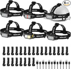 iToncs Rechargeable Headlamp Super Bright High Lumens, 6Pack LED Head Lamp with 5 Modes, 120° Adjustable Head Lights for Forehead, Waterproof Hard Hat Headlamp for Adults Camping Hunting Hiking