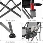 XGEAR Camping Chair Hard Arm High Back Lawn Chair Heavy Duty with Cup Holder, for Camp, Fishing, Hiking, Outdoor, Carry Bag Included