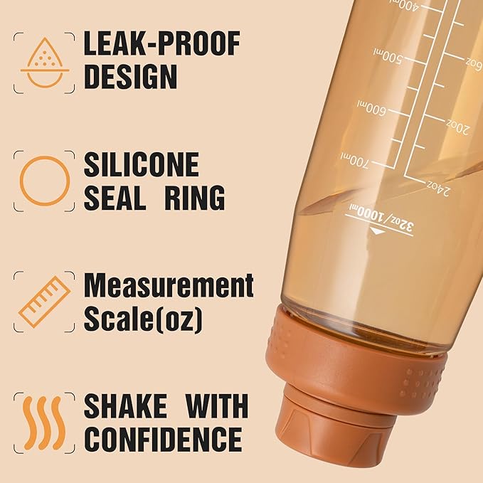 Water Bottle 32oz, clear water bottle with Spout Lid and Carry Handle, Reusable, Tritan, BPA Free, Hiking Water Bottle Suitable for Travel, Outdoors, Gym, Travel, Home, School (Orange)