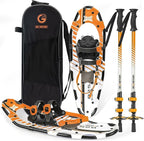 G2 21/25/30 Inches Light Weight Snowshoes for Women Men Youth, Set with Trekking Poles, Tote Bag, Gaiters,Special Fast Ratchet Binding, Orang/Blue/Red Available