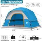 CAMPROS CP Tents for Camping 6 Person Tent Waterproof Windproof Double Layer Family Camping Tent, Easy Setup Dome Tent with Large Mesh Windows & Wider Door for Outdoor Camping & Hiking