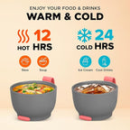 Vacuum Insulated Food Jar. Large 12oz Bowl incl. Folding Spoon, Cup. Wide Mouth Keep Hot & Cold Drinks Soup thermo Lunch Container for Adults. BPA-Free Stainless Steel, Leak Proof Antique Pink