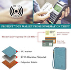 Family Passport Holder Wallet RFID Blocking Zippered Passport Wallet,Women and Men Travel Wallet Ladies Passport Cover