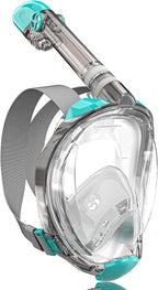 QingSong Full Face Snorkel Mask for Adults, Snorkeling Gear with Camera Mount, 180 Degree Panoramic View Snorkel Set Anti-Fog Anti-Leak