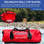 Malo'o Waterproof Dry Bag Duffel 40L/60L/100L, Roll Top Duffel Keeps Gear Dry for Kayaking, Rafting, Boating, Swimming, Camping, Hiking, Beach, Fishing - Internal & External Pockets and Molle Loops