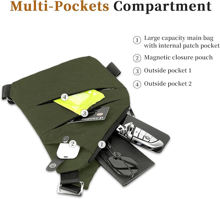 Anti Theft Crossbody Travel Bag for Women Men,Multi-pocket Crossbody Bag,Slim Sling Bag with Adjustable Strap