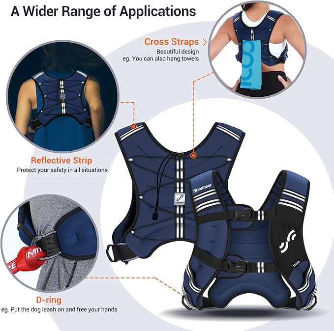 Sportneer Weighted Vest for Women Men: 8lbs/12lbs/15lbs/20lbs/25lbs Weight Vest with Detachable Phone Pouch Rucking Vest for Women Walking Strength Training Muscle Building Weight Loss