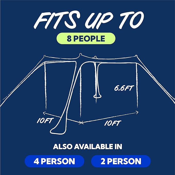 SUN NINJA Beach Tent Sun Shelter UPF50+ - Easy Pop Up Beach Canopy - Outdoor Shade for Camping Trips, Fishing, Backyard Fun Picnics - Sand Shovel, Ground Pegs & Stability Poles