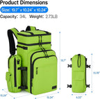Backpack Cooler, 40 Cans Soft Leak Proof Picnic Backpack, Hanke Portable 2 Insulated Compartments Cooler Backpack Water Resistant for Lunch Beach Travel Camping Picnic Hiking (Green)